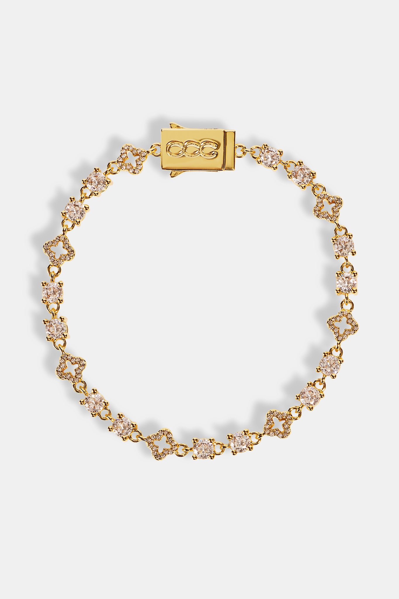 Motif & Circle CZ Multigem Bracelet - 6mm - Gold